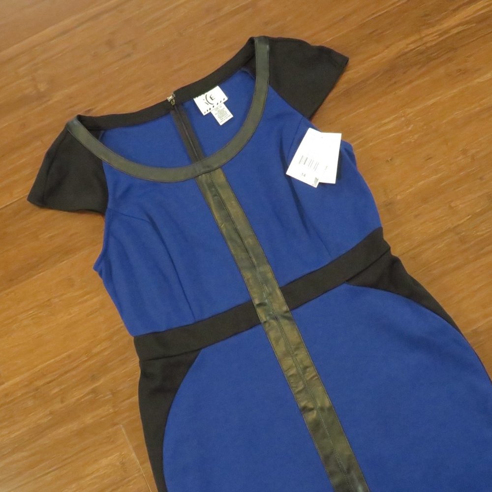 1990s Knit Dress Medium 38 Bust New with Tag Black Blue